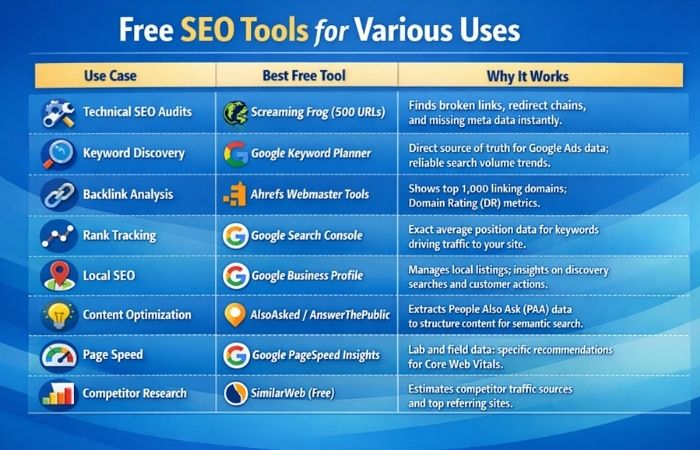 Free SEO Tools for Various Uses